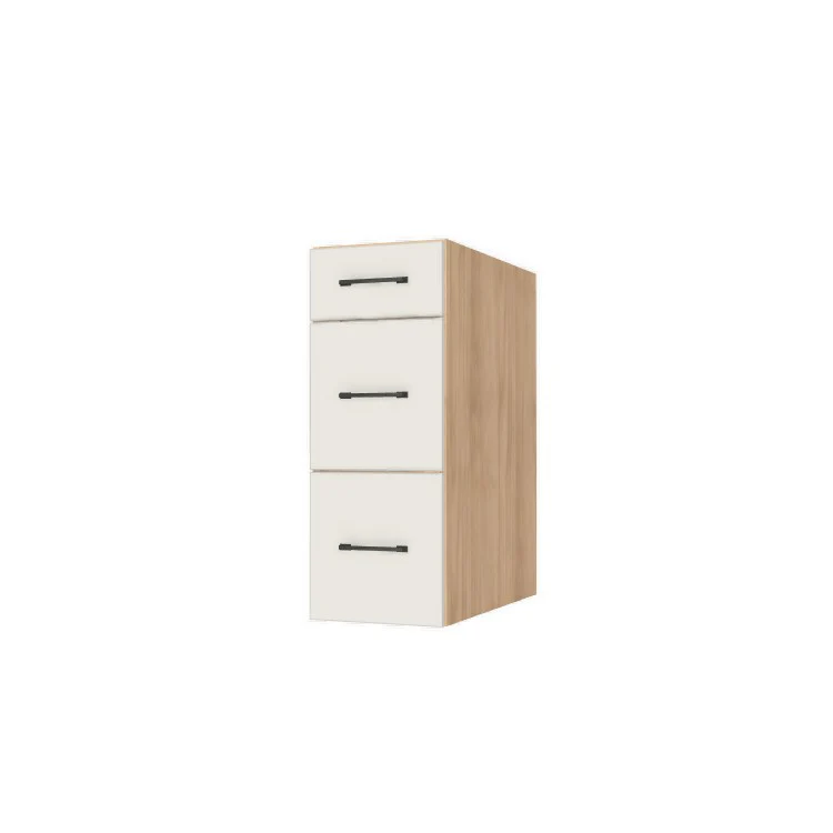 12" Wide Drawer Cabinet - (Hardrock Maple Melamine Boxes - Flat Panel Doors)