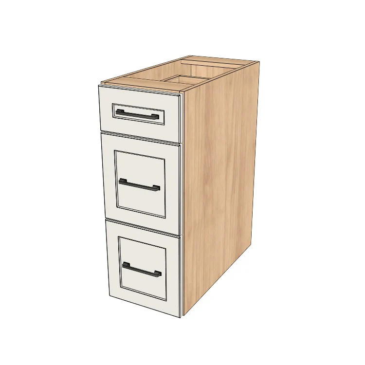 12" Wide Drawer Cabinet - (Hardrock Maple Melamine Boxes - Thermofoil Doors)