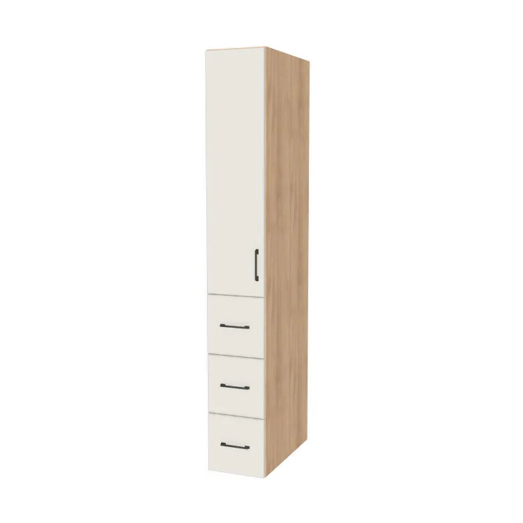 12" Wide Tall Pantry Cabinet with Drawer - (Hardrock Maple Melamine Boxes - Flat Panel Doors) 24 D