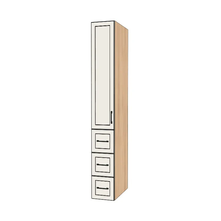 12" Wide Tall Pantry Cabinet with Drawer - (Hardrock Maple Melamine Boxes - Thermofoil Doors) 24 D