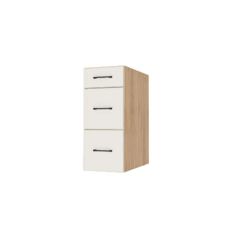 13" Wide Drawer Cabinet - (Hardrock Maple Melamine Boxes - Flat Panel Doors)