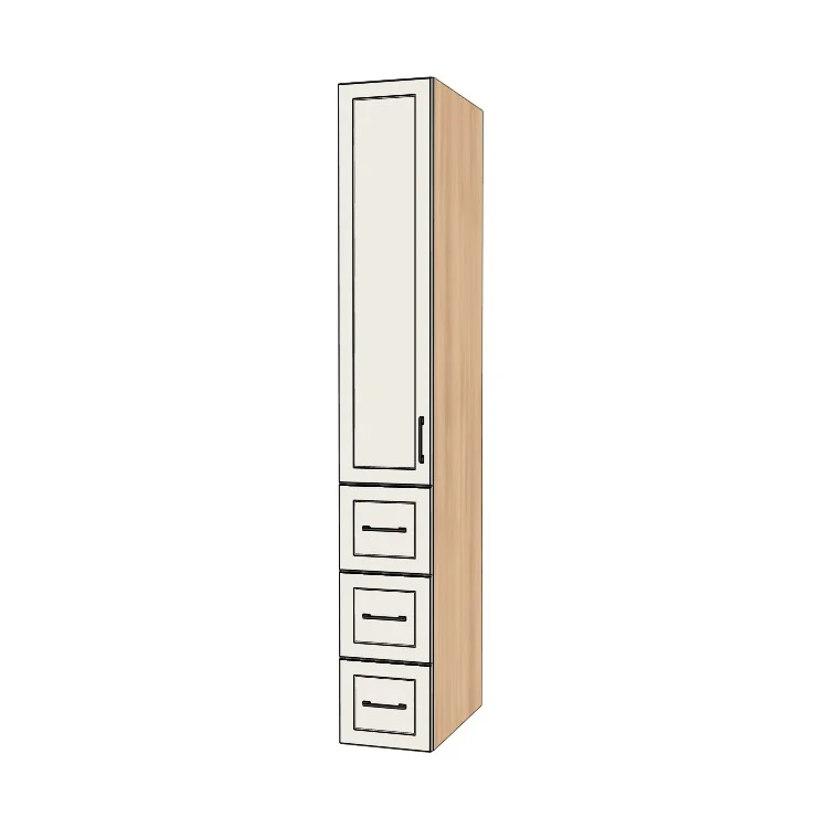 13" Wide Tall Pantry Cabinet with Drawer - (Hardrock Maple Melamine Boxes - Thermofoil Doors) 24 D