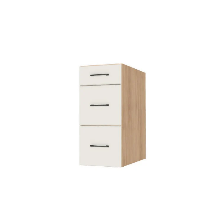 14" Wide Drawer Cabinet - (Hardrock Maple Melamine Boxes - Flat Panel Doors)