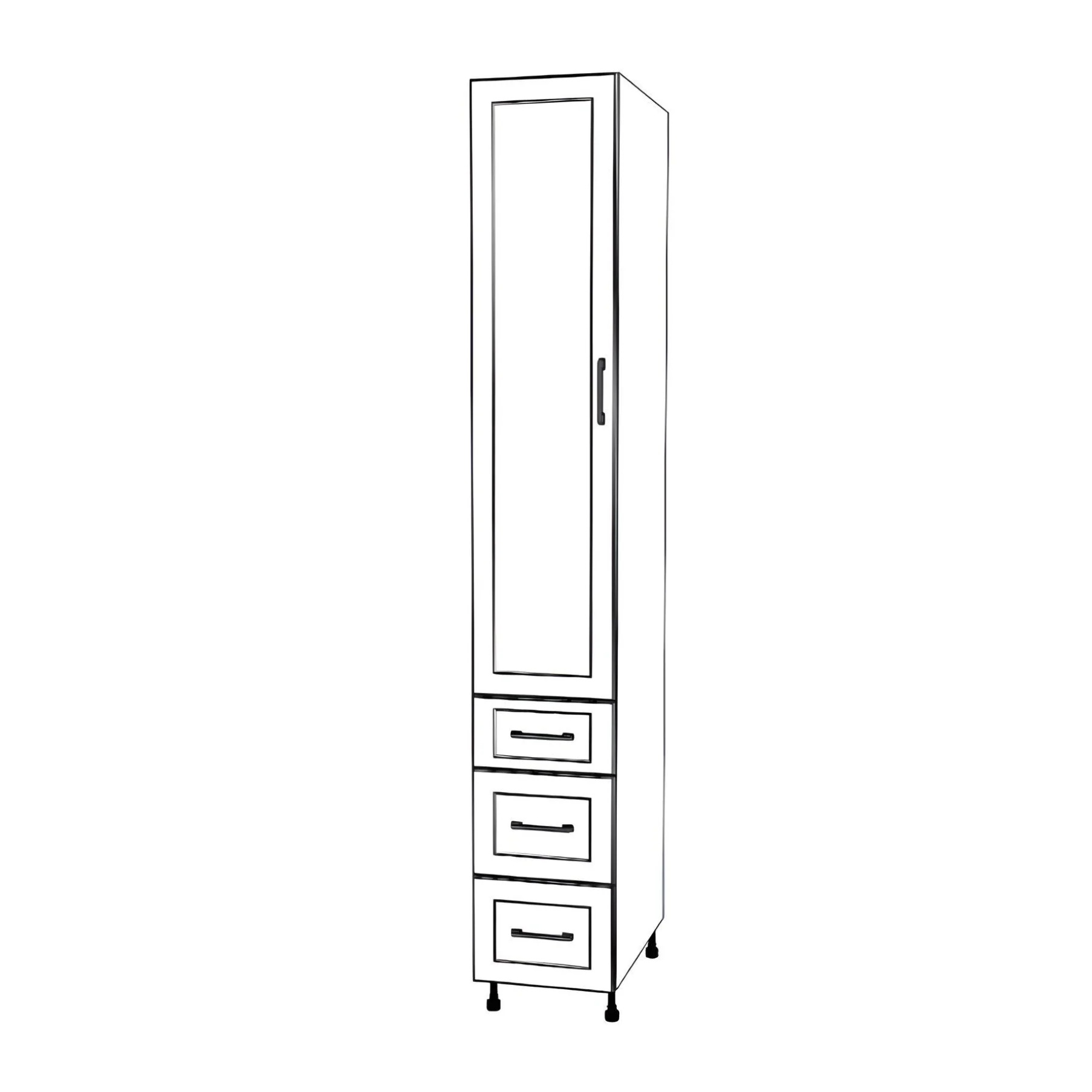 14" Wide Tall Pantry Cabinet with Drawers - Painted Doors