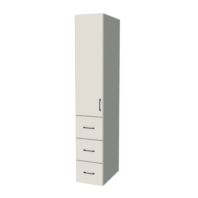 15" Wide Tall Pantry Cabinet with Drawer - (White Melamine Boxes - Flat Panel Doors) 24 D