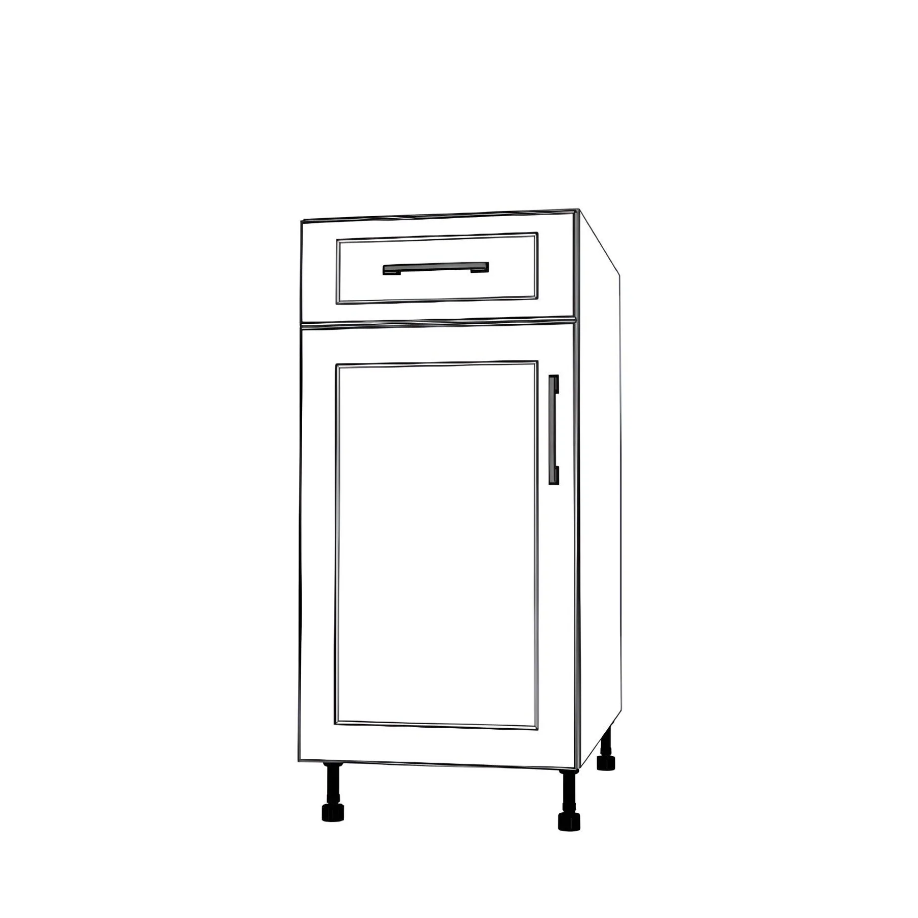 16" Wide Base Cabinet With Drawer On Top - Painted Doors