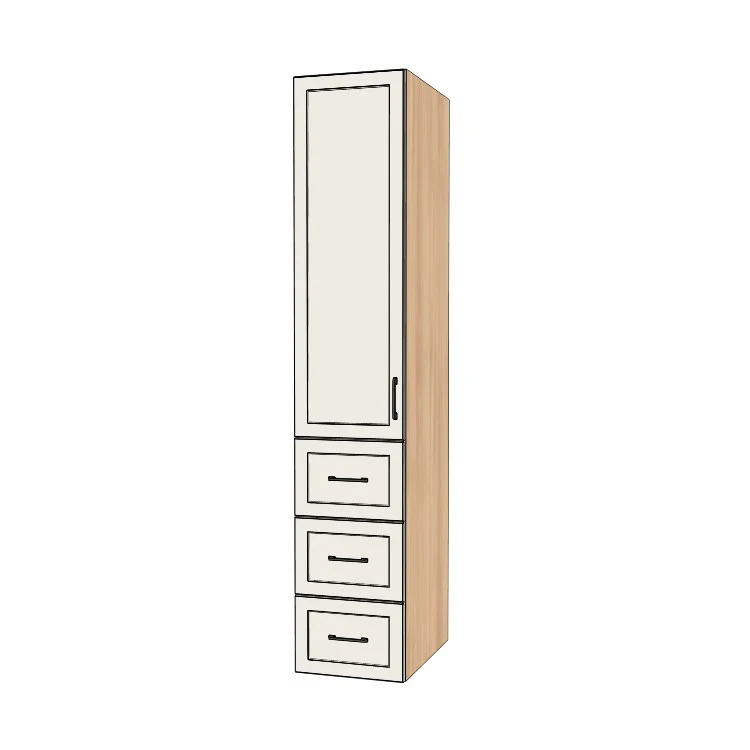 17" Wide Tall Pantry Cabinet with Drawer - (Hardrock Maple Melamine Boxes - Painted Doors) 24 D