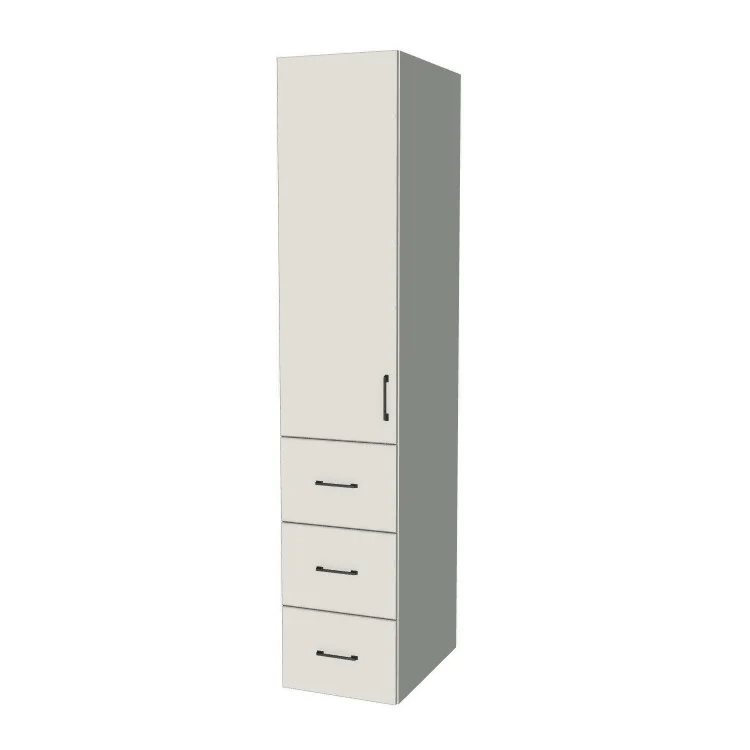 17" Wide Tall Pantry Cabinet with Drawer - (White Melamine Boxes - Flat Panel Doors) 24 D