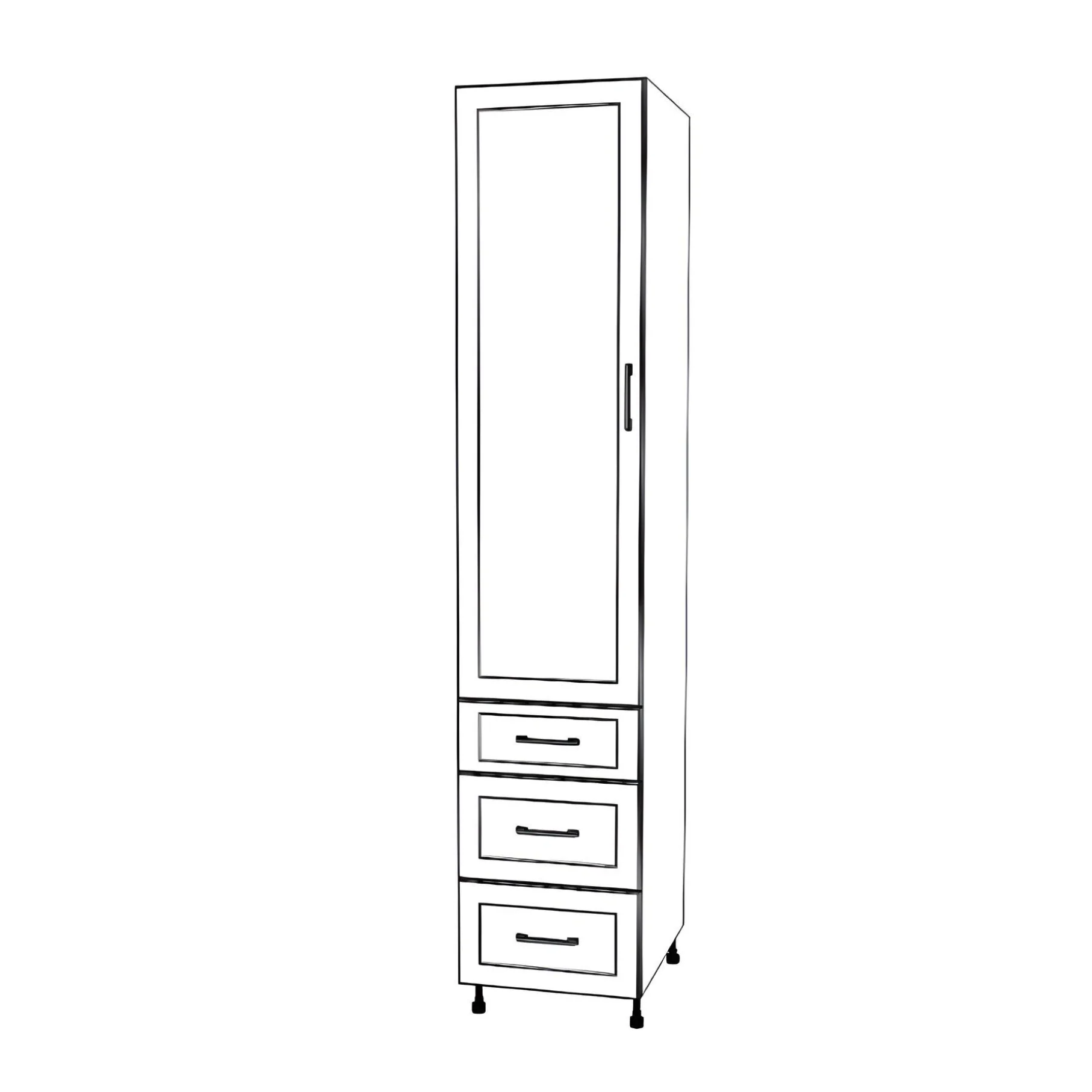18" Wide Tall Pantry Cabinet with Drawers - Painted Doors