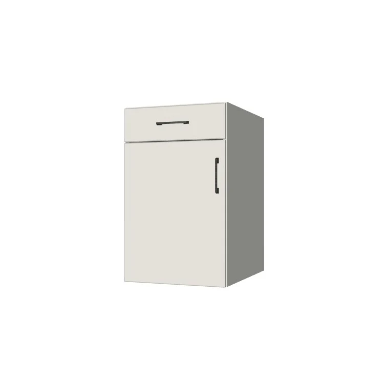 19" Wide Base Cabinet With Drawer On Top - (White Melamine Boxes - Flat Panel Doors)