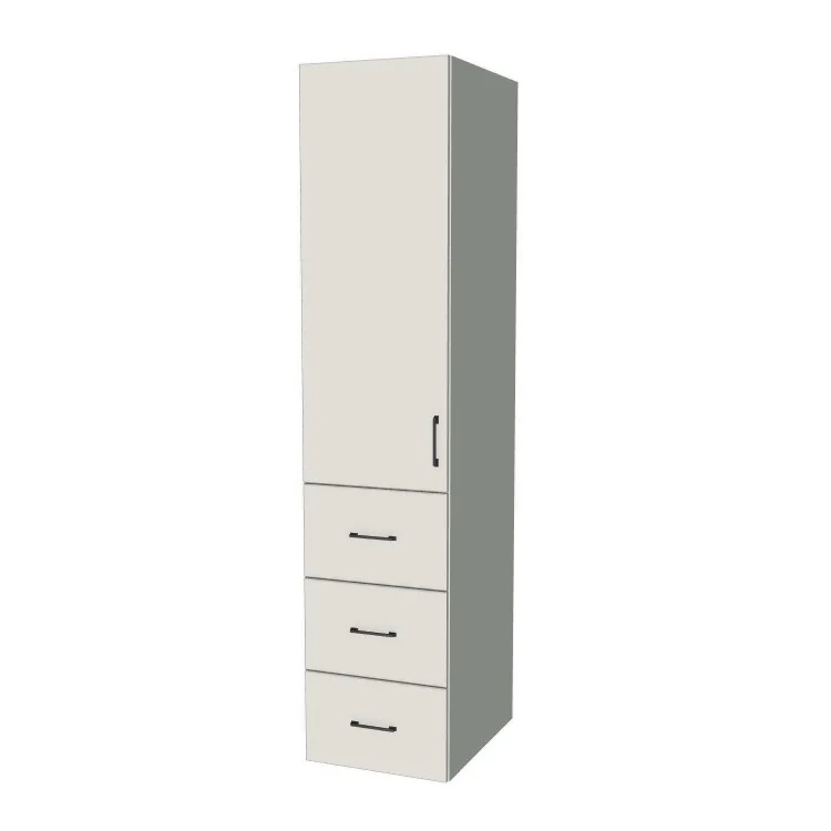 19" Wide Tall Pantry Cabinet with Drawer - (White Melamine Boxes - Flat Panel Doors) 24 D