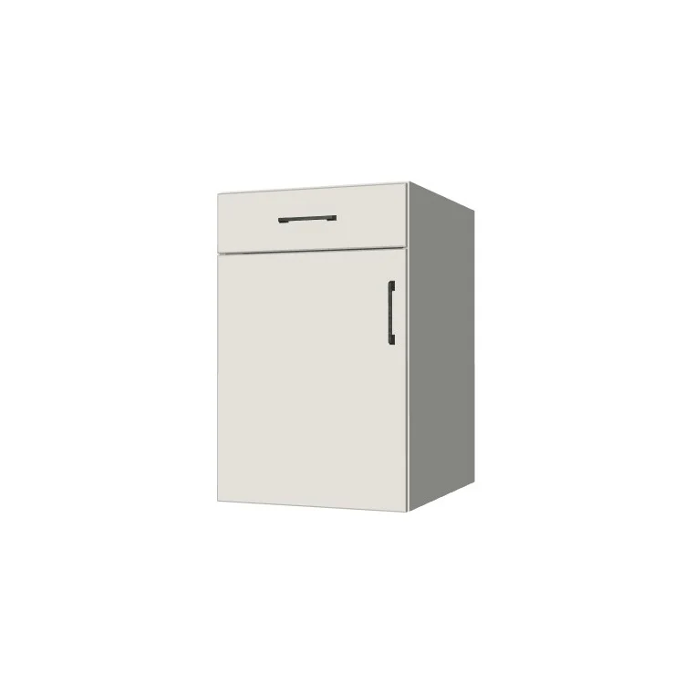 20" Wide Base Cabinet With Drawer On Top - (White Melamine Boxes - Flat Panel Doors)