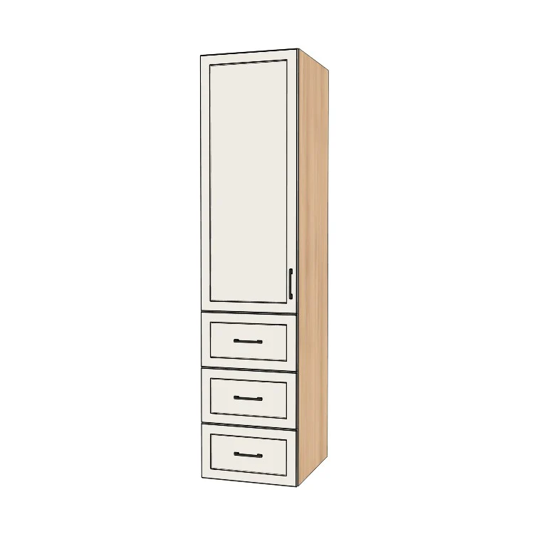 21" Wide Tall Pantry Cabinet with Drawer - (Ply Wood Boxes - Painted Doors) 24 D