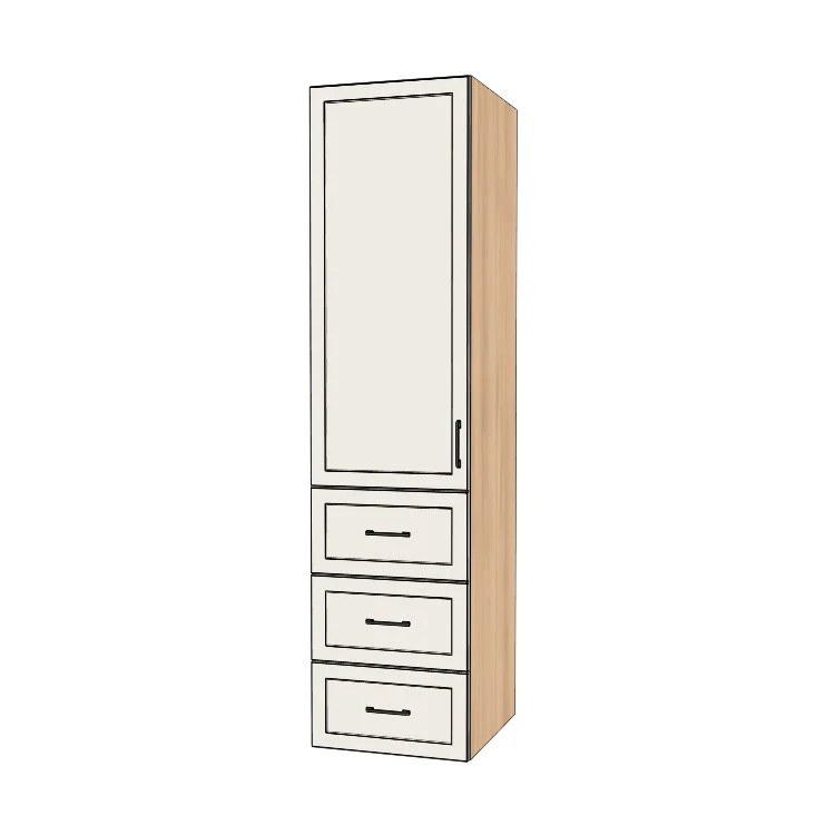 22" Wide Tall Pantry Cabinet with Drawer - (Ply Wood Boxes - Thermofoil Doors) 24 D
