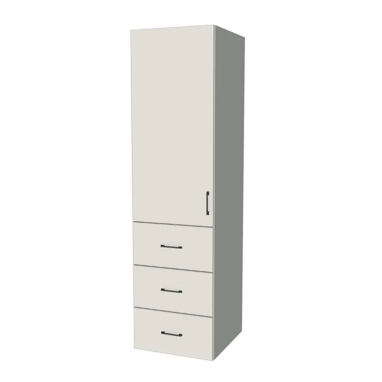 23" Wide Tall Pantry Cabinet with Drawer - (White Melamine Boxes - Flat Panel Doors) 24 D