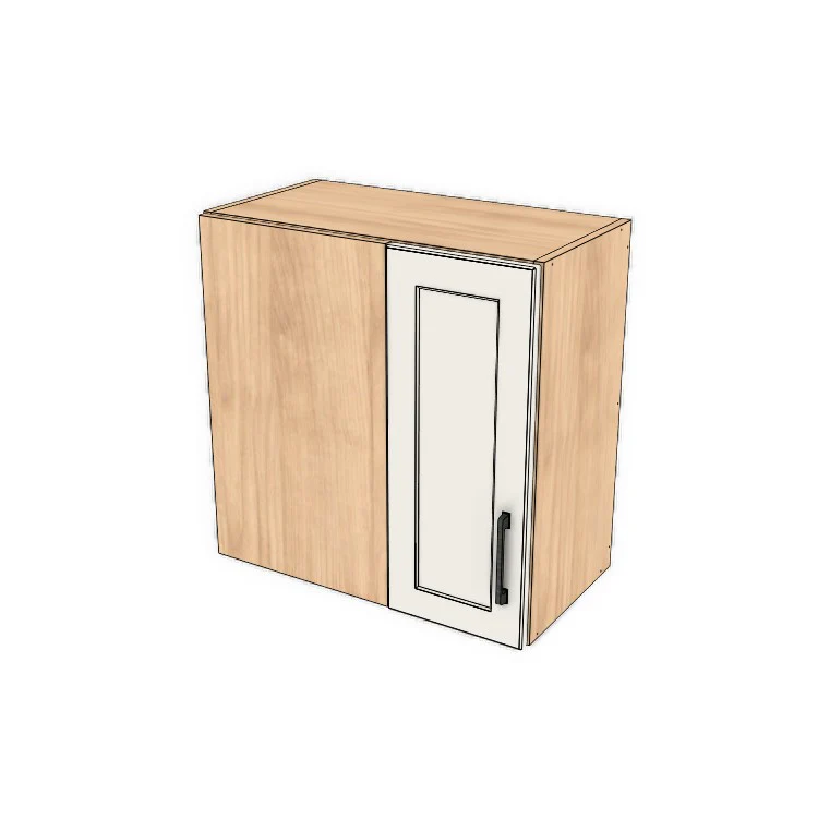 24" Wide 24" High Blind Corner Wall Cabinet - Door on Right/Left Side - (Hardrock Maple Melamine Boxes - Painted Doors)