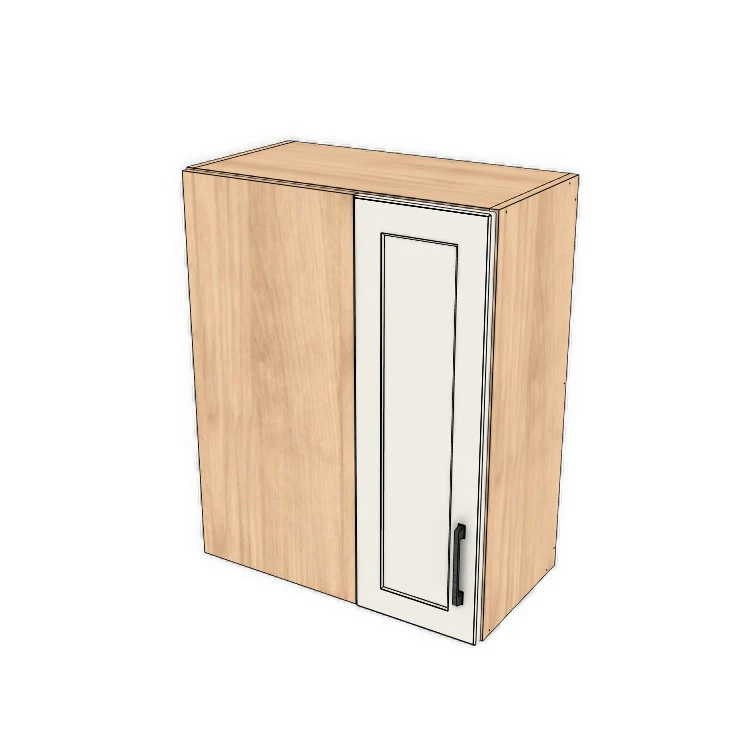 24" Wide 30" High Blind Corner Wall Cabinet - Door on Right/Left Side - (Hardrock Maple Melamine Boxes - Painted Doors)