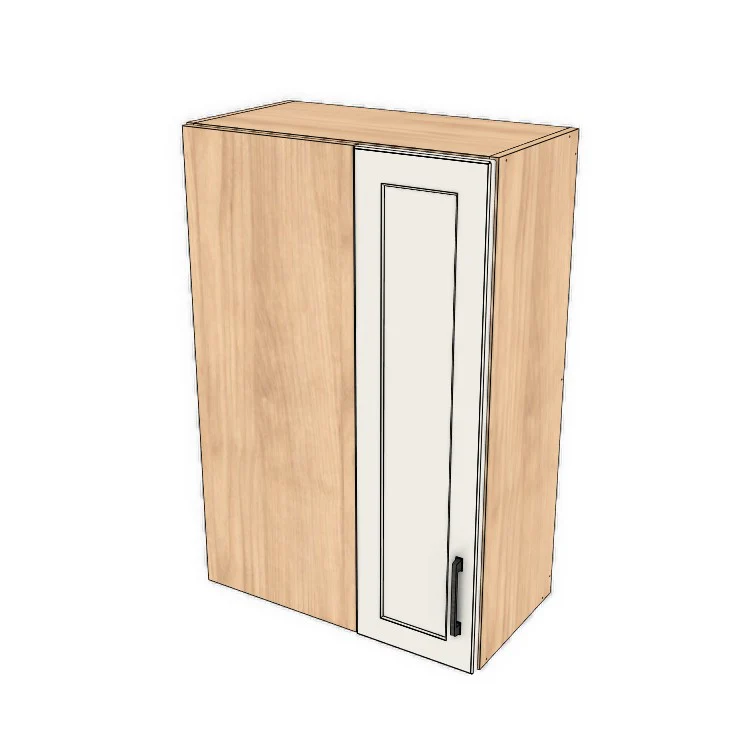 24" Wide 36" High Blind Corner Wall Cabinet - Door on Right/Left Side - (Hardrock Maple Melamine Boxes - Thermofoil Doors)