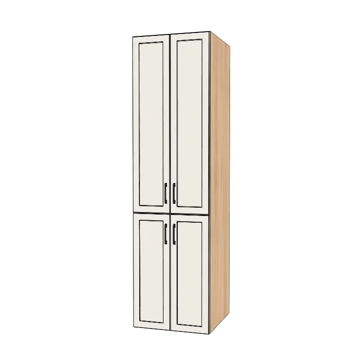 24" Wide Tall Pantry Cabinet - (Hardrock Maple Melamine Boxes - Painted Doors) 24 D