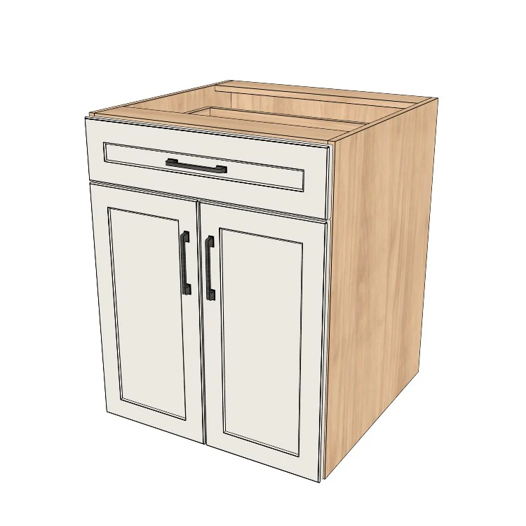 25" Wide Base Cabinet With Drawer On Top - (Hardrock Maple Melamine Boxes - Thermofoil Doors)