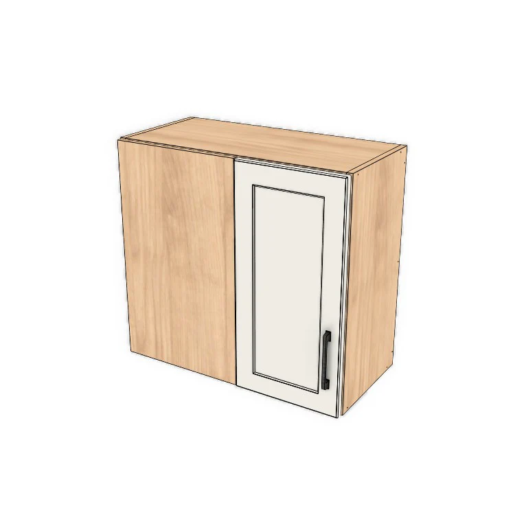 26" Wide 24" High Blind Corner Wall Cabinet - Door on Right/Left Side - (Hardrock Maple Melamine Boxes - Painted Doors)