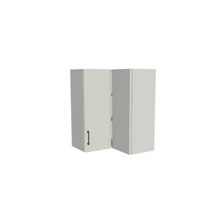 26x26" Wide x 34" High Corner Wall Cabinet - (White Melamine Boxes - Flat Panel Doors)