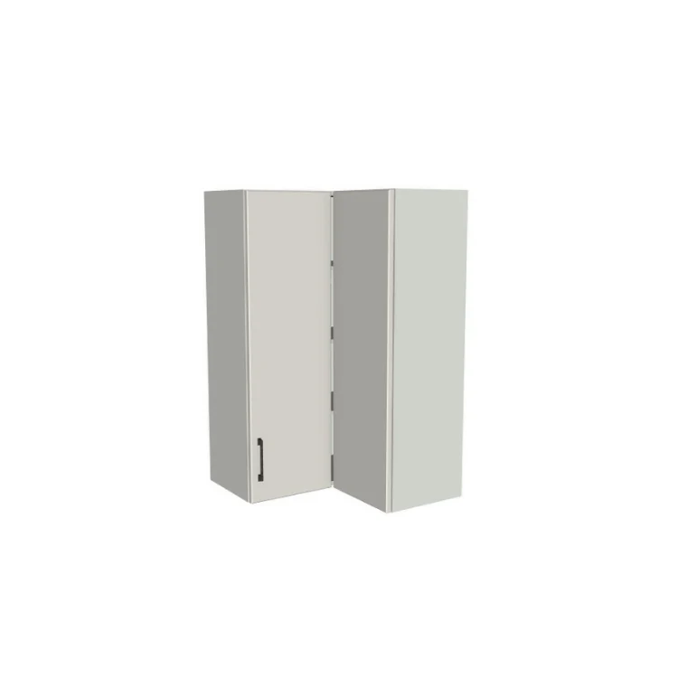 26x26" Wide x 42" High Corner Wall Cabinet - (White Melamine Boxes - Flat Panel Doors)