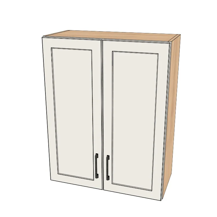 27" Wide x 34" High Wall Cabinet - (Hardrock Maple Melamine Boxes - Thermofoil Doors)