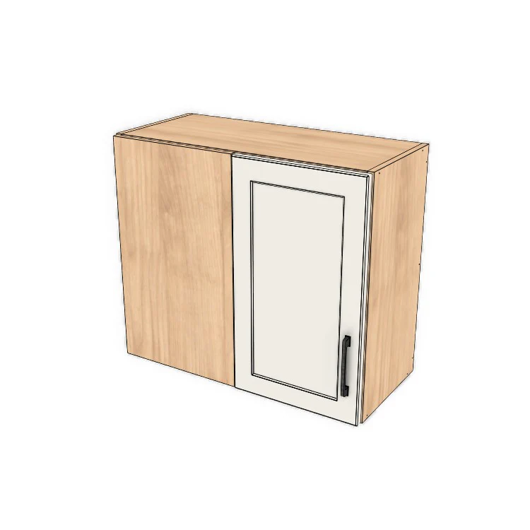 28" Wide 24" High Blind Corner Wall Cabinet - Door on Right/Left Side - (Hardrock Maple Melamine Boxes - Painted Doors)