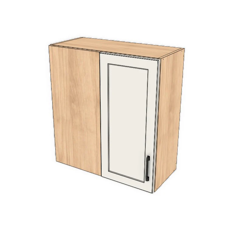 28" Wide 30" High Blind Corner Wall Cabinet - Door on Right/Left Side - (Hardrock Maple Melamine Boxes - Painted Doors)
