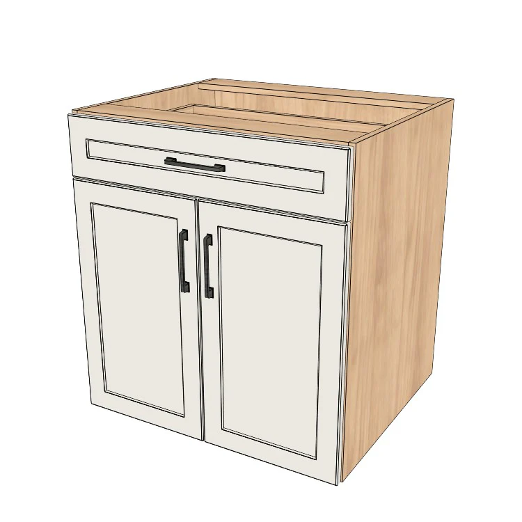 29" Wide Base Cabinet With Drawer On Top - (Hardrock Maple Melamine Boxes - Thermofoil Doors)