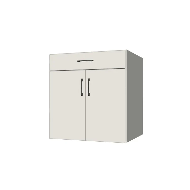 29" Wide Base Cabinet With Drawer On Top - (White Melamine Boxes - Flat Panel Doors)