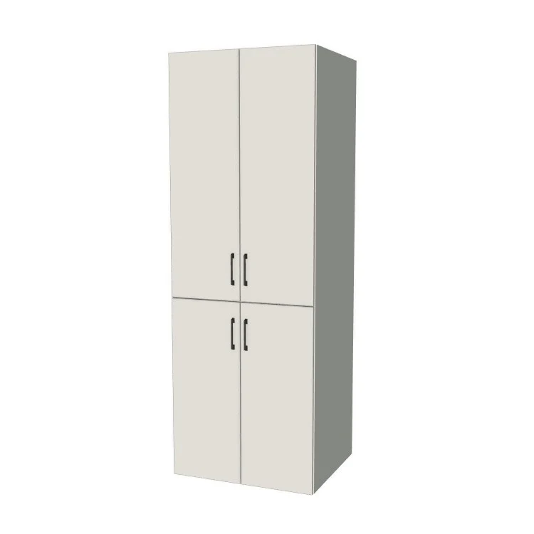 29" Wide Tall Pantry Cabinet - (White Melamine Boxes - Flat Panel Doors) 24 D