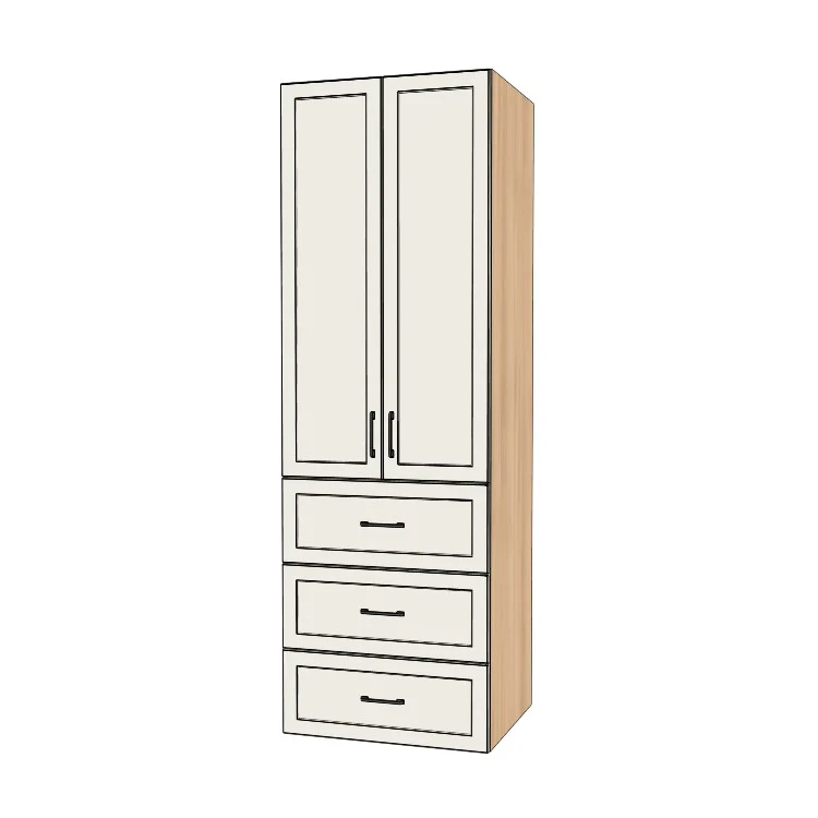 29" Wide Tall Pantry Cabinet with Drawer - (Hardrock Maple Melamine Boxes - Painted Doors) 24 D