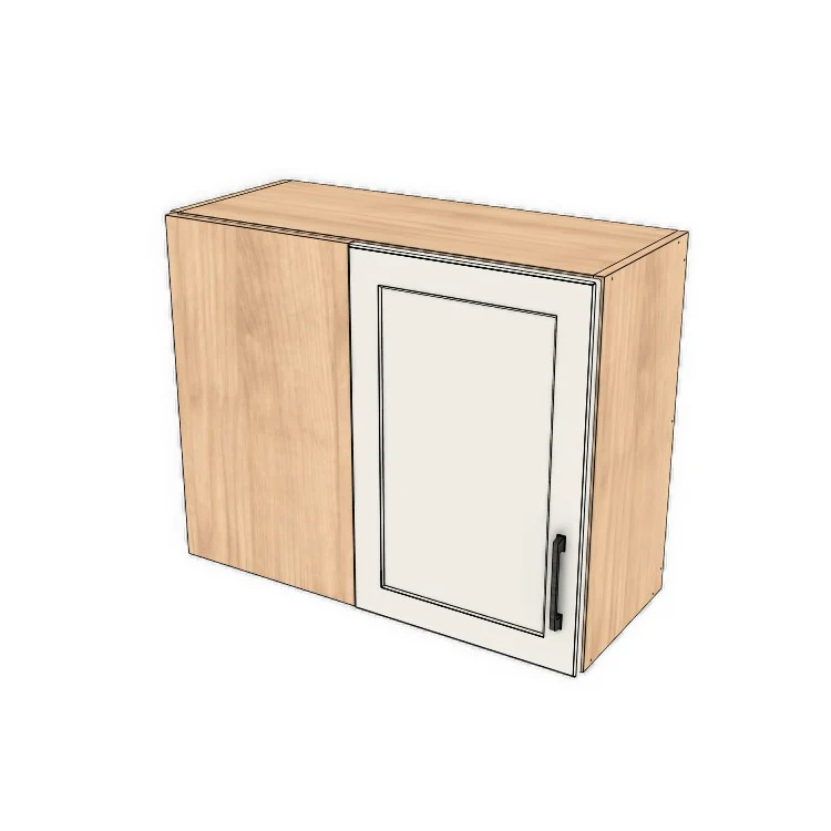 30" Wide 24" High Blind Corner Wall Cabinet - Door on Right/Left Side - (Hardrock Maple Melamine Boxes - Thermofoil Doors)