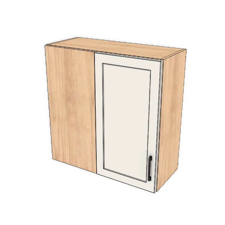 30" Wide 30" High Blind Corner Wall Cabinet - Door on Right/Left Side - (Hardrock Maple Melamine Boxes - Painted Doors)