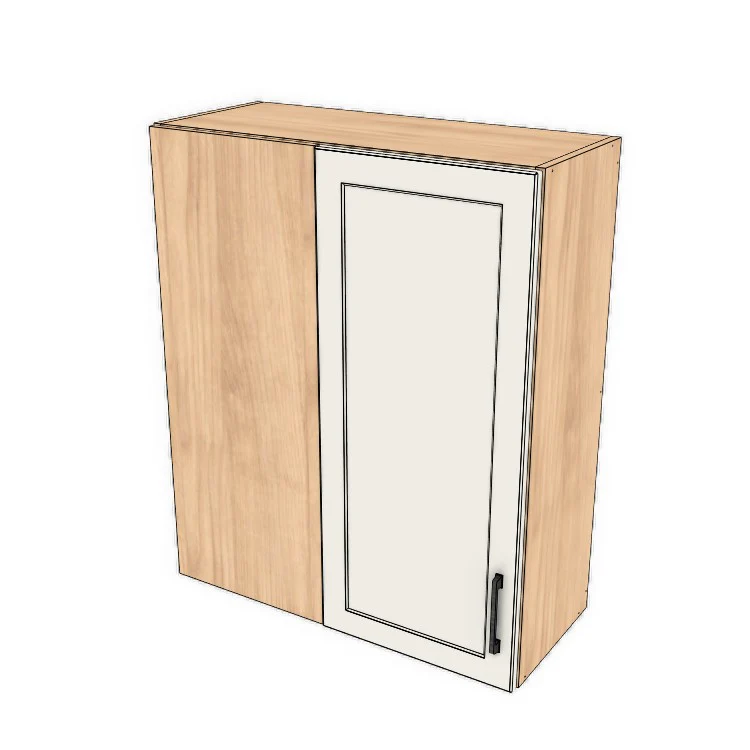 30" Wide 36" High Blind Corner Wall Cabinet - Door on Right/Left Side - (Hardrock Maple Melamine Boxes - Painted Doors)