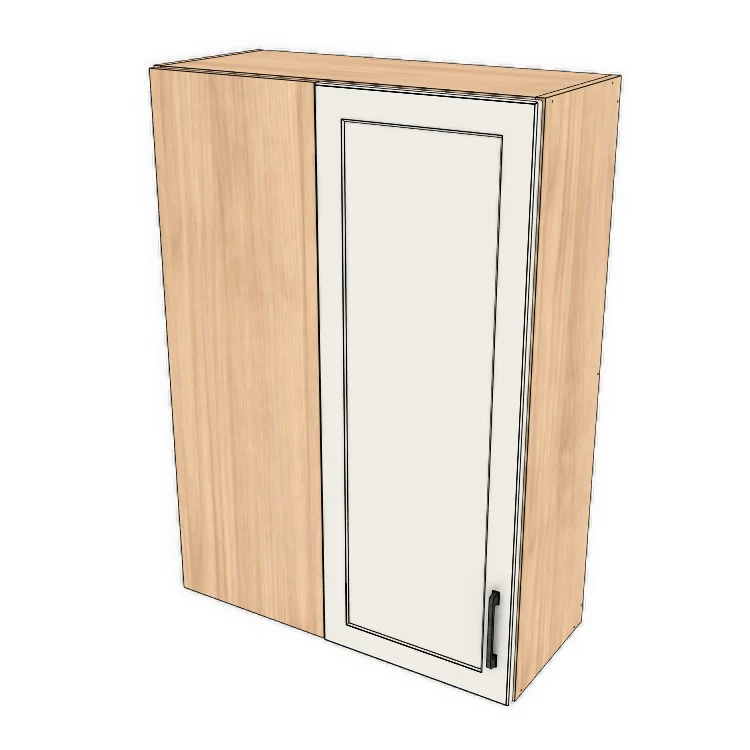 30" Wide 42" High Blind Corner Wall Cabinet - Door on Right/Left Side - (Hardrock Maple Melamine Boxes - Thermofoil Doors)