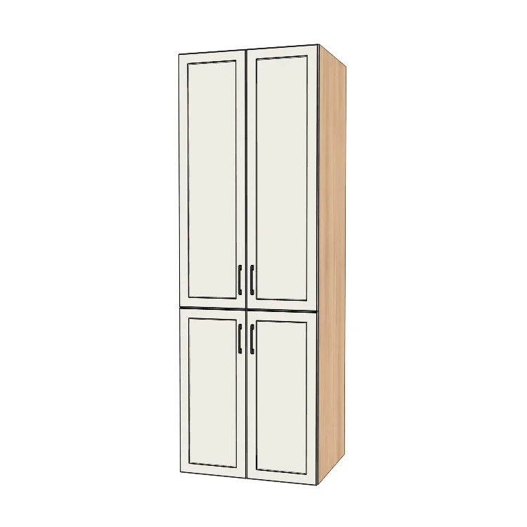 30" Wide Tall Pantry Cabinet - (Hardrock Maple Melamine Boxes - Painted Doors) 24 D
