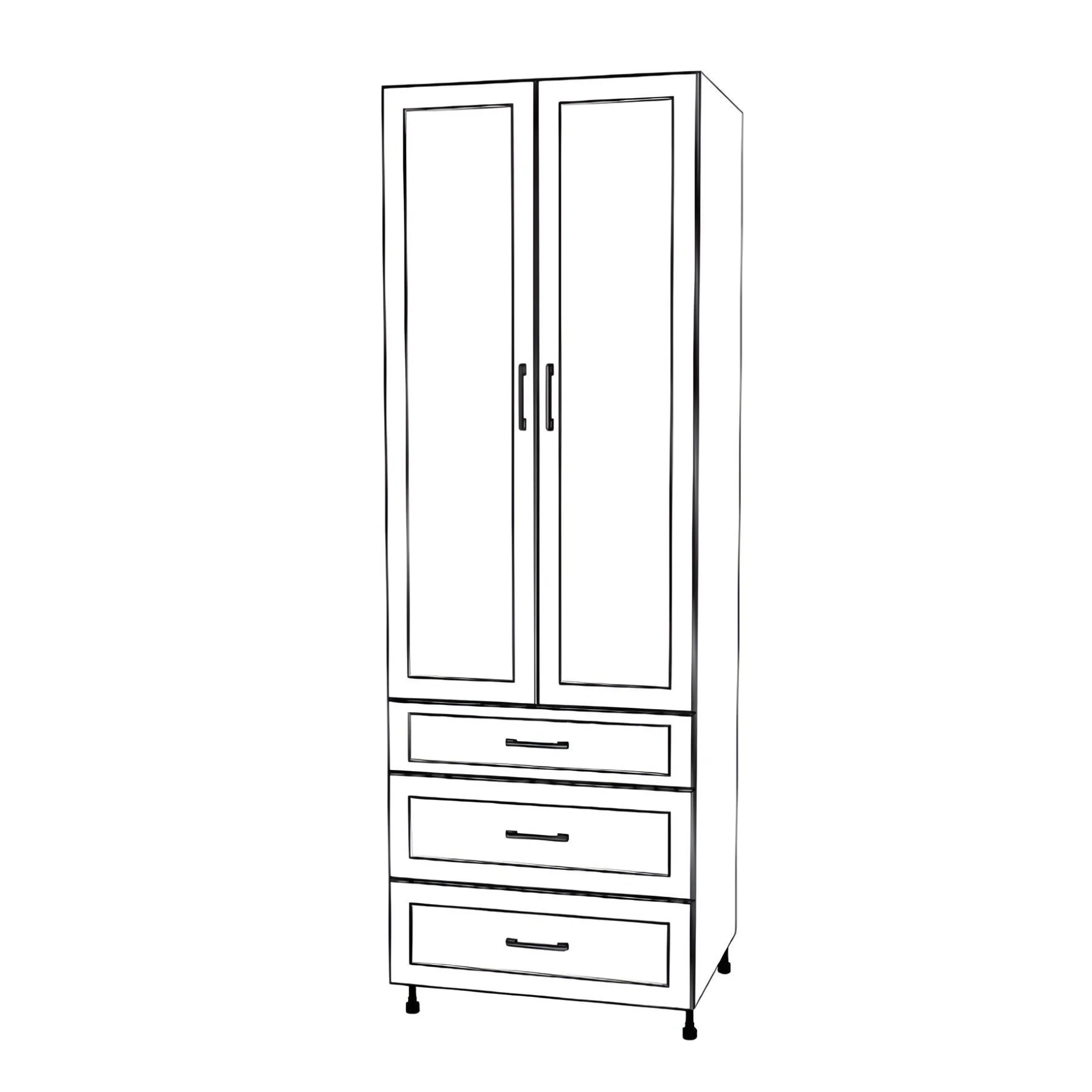 30" Wide Tall Pantry Cabinet with Drawers - Painted Doors