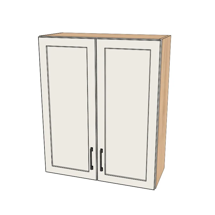 30" Wide x 36" High Wall Cabinet - (Hardrock Maple Melamine Boxes - Painted Doors)