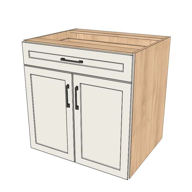 31" Wide Base Cabinet With Drawer On Top - (Hardrock Maple Melamine Boxes - Painted Doors)