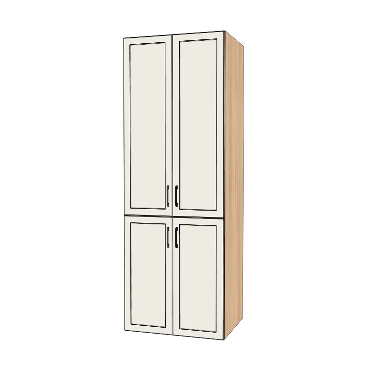 31" Wide Tall Pantry Cabinet - (Hardrock Maple Melamine Boxes - Painted Doors) 24 D