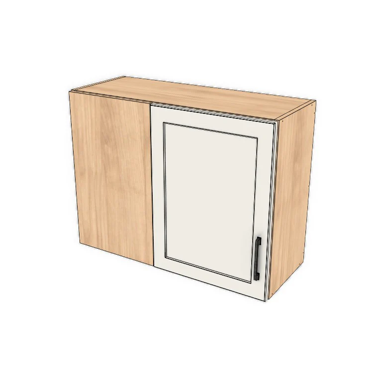 32" Wide 24" High Blind Corner Wall Cabinet - Door on Right/Left Side - (Hardrock Maple Melamine Boxes - Painted Doors)