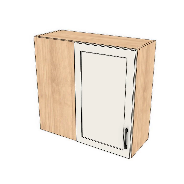 32" Wide 30" High Blind Corner Wall Cabinet - Door on Right/Left Side - (Hardrock Maple Melamine Boxes - Painted Doors)