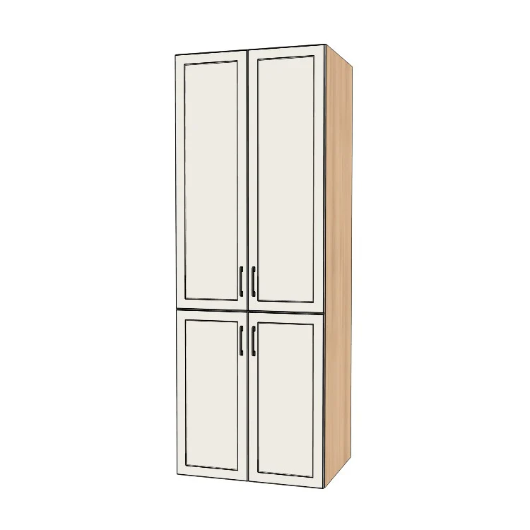 32" Wide Tall Pantry Cabinet - (Hardrock Maple Melamine Boxes - Thermofoil Doors) 24 D