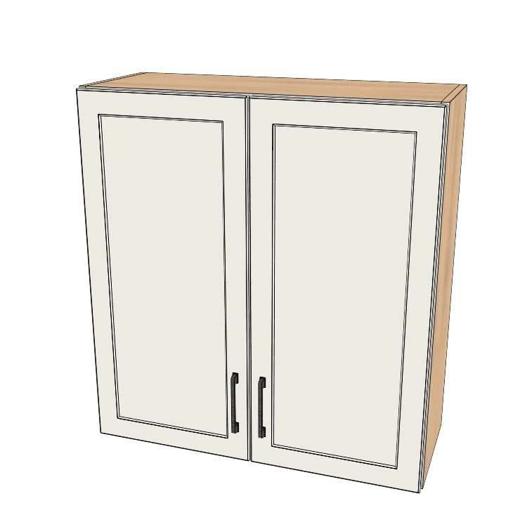 32" Wide x 34" High Wall Cabinet - (Hardrock Maple Melamine Boxes - Painted Doors)