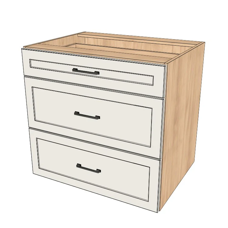 33" Wide Drawer Cabinet - (Hardrock Maple Melamine Boxes - Painted Doors)