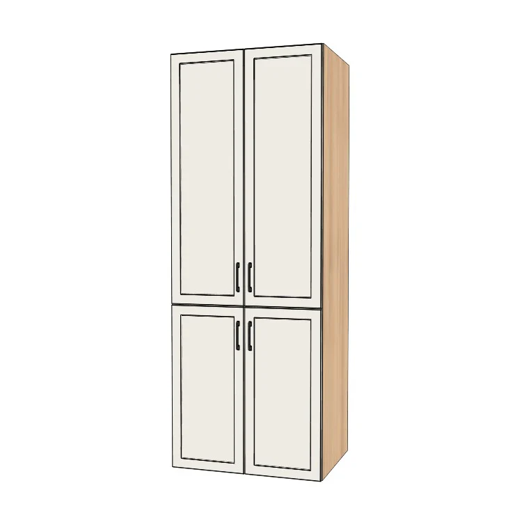 33" Wide Tall Pantry Cabinet - (Hardrock Maple Melamine Boxes - Painted Doors) 24 D