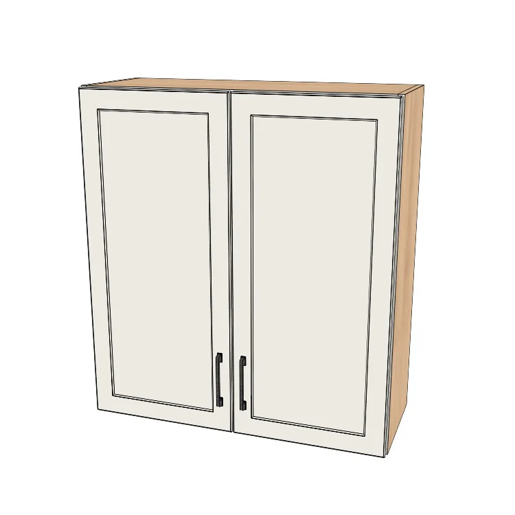 33" Wide x 36" High Wall Cabinet - (Hardrock Maple Melamine Boxes - Thermofoil Doors)
